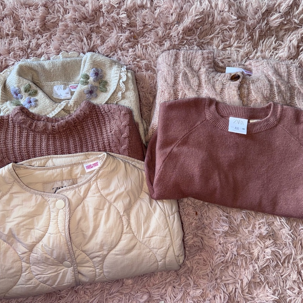 Zara Kids Cream and Pink Sweater Set